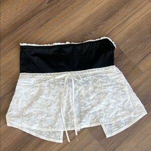 Black and White Lace Tube Top